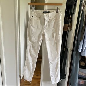 Calvin Klein White Distressed Skinn Jeans